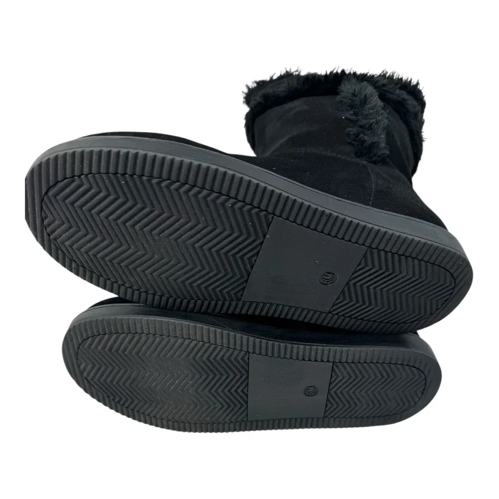 Guess🔥Black Magic 🎱Faux Suede Y2k Fur‎ Trim Bling💎Winter Boots 6 Cozy Core